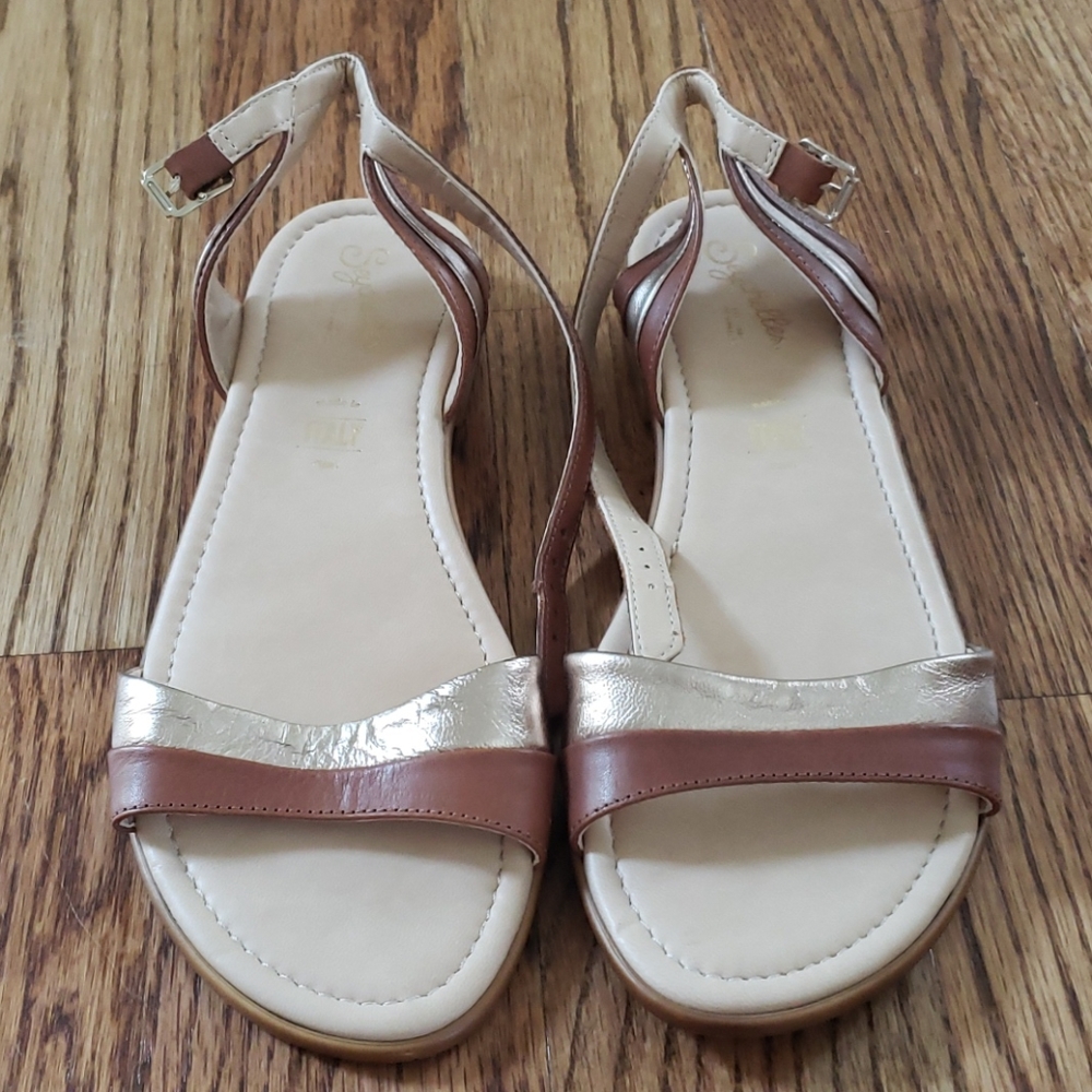 Seychelles Leather and Rose Gold Sandal
